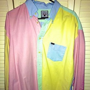 French Imported Color Block Button Down Shirt